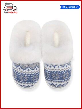 🎅 Women's Warm Fuzzy Memory Foam Slippers Christmas House Shoes